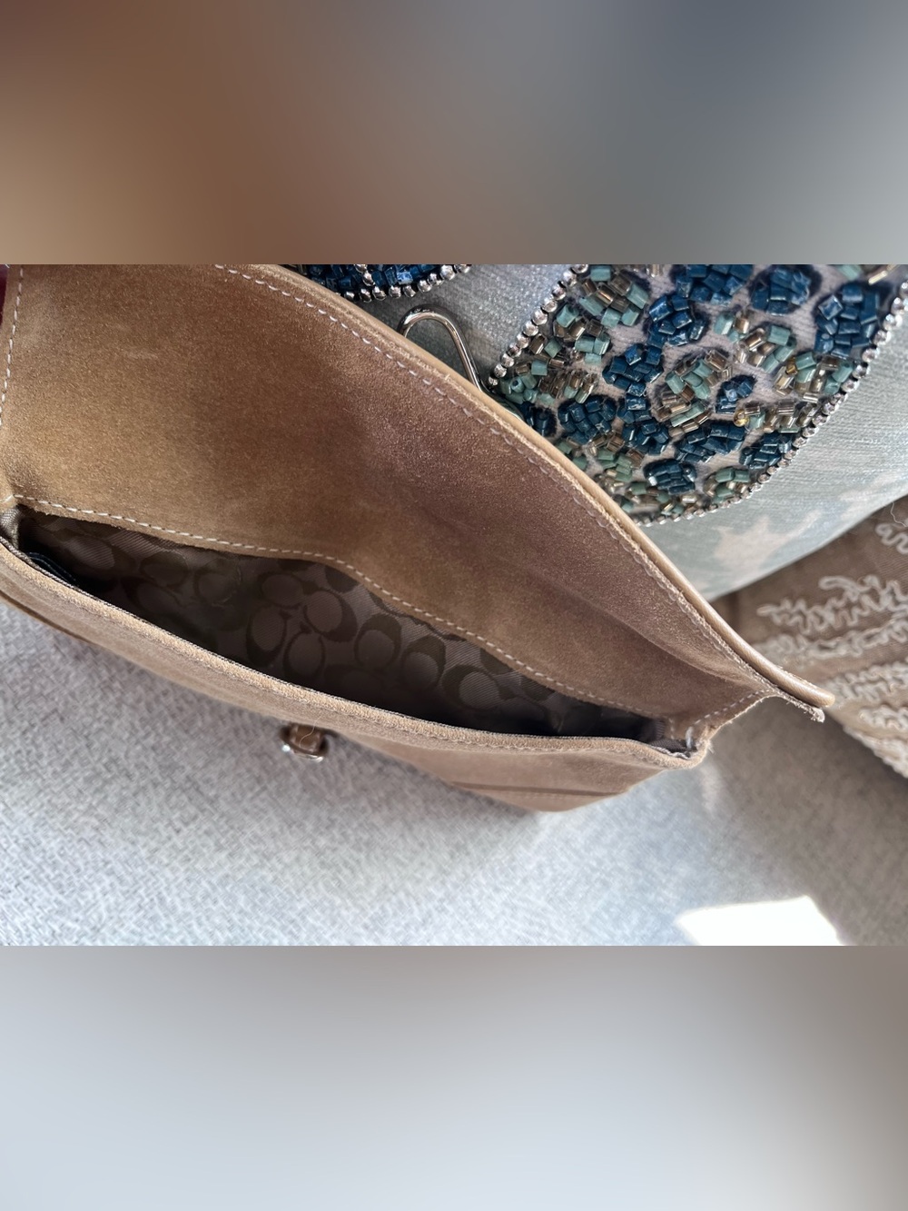 Coach Suede Wristlet Clutch in Tan - Picture 3 of 4